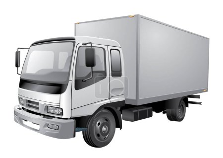 Illustration for White commercial delivery truck on a white background - Royalty Free Image