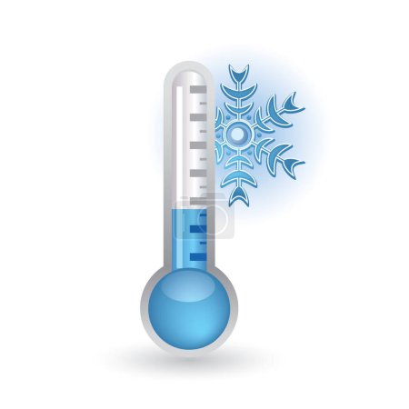 Ilustración de Termómetro y copo de nieve con símbolo de temperatura - Imagen libre de derechos