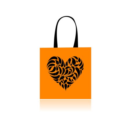 Ilustración de Bolsa naranja con corazón - Imagen libre de derechos