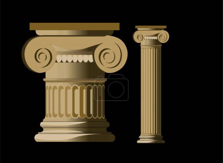 Téléchargez les illustrations : Ancienne colonne avec colonne d'or et de bronze - en licence libre de droit