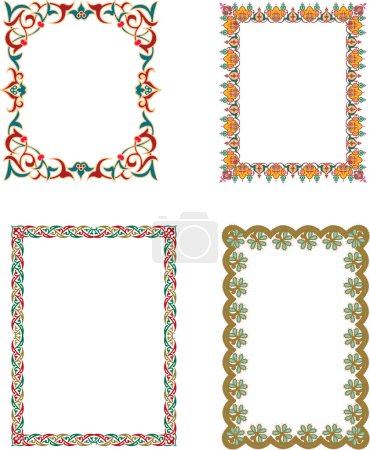 Ilustración de Conjunto de marcos con elementos florales decorativos. ilustración vectorial - Imagen libre de derechos