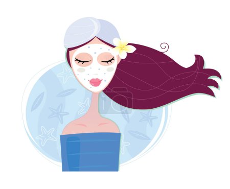 Illustration for Woman with mask and flower vector design - Royalty Free Image