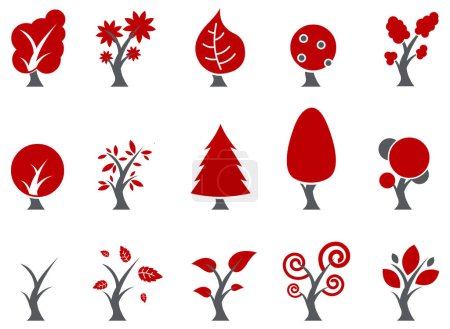 Téléchargez les illustrations : Ensemble de symboles d'arbre - en licence libre de droit