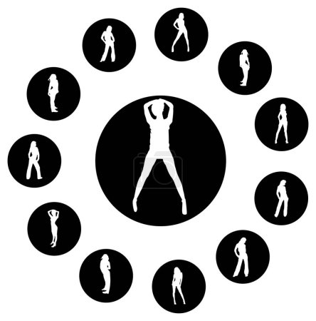 Illustration for Vector set of  silhouettes of women. - Royalty Free Image