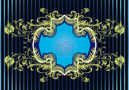 Illustration for Blue background with floral ornament - Royalty Free Image