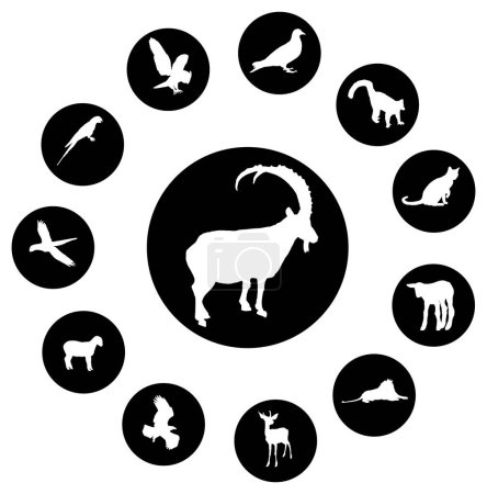 Téléchargez les illustrations : Ensemble d'icônes animales. illustration vectorielle - en licence libre de droit