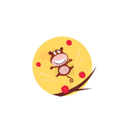 Illustration for Cute monkey cartoon character vector illustration - Royalty Free Image