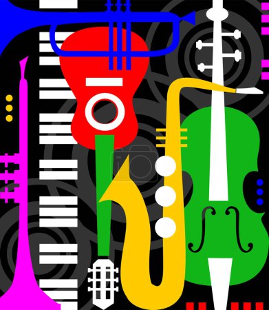 Ilustración de Fondo abstracto con notas musicales. Ilustración vectorial - Imagen libre de derechos