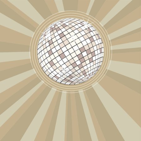 Téléchargez les illustrations : Fond rétro avec illustration vectorielle boule disco - en licence libre de droit