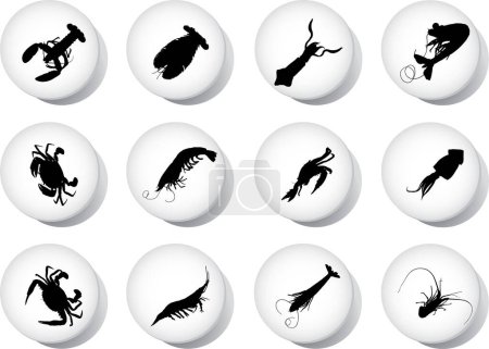 Illustration for A set of icons of different types of fish - Royalty Free Image