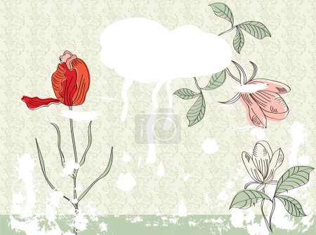 Téléchargez les illustrations : Illustration vectorielle d'un fond fleuri - en licence libre de droit