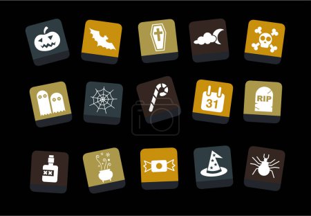 Illustration for Set helloween icons on dark background - Royalty Free Image