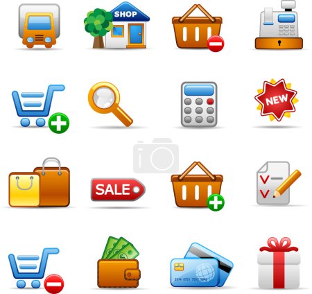 Illustration for Vector illustration of online shopping icons - Royalty Free Image