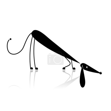 Téléchargez les illustrations : Illustration vectorielle d'un chien de dessin animé mignon - en licence libre de droit