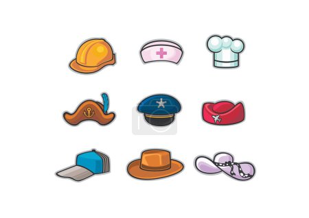 Illustration for Set of hat icons of various professions - Royalty Free Image