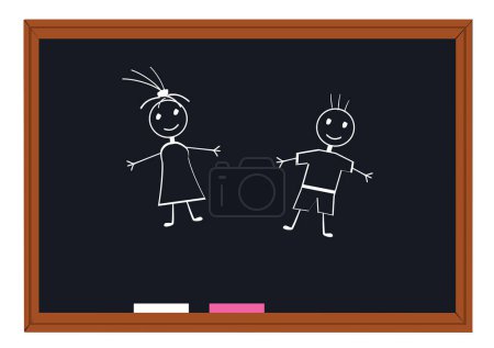 Ilustración de Dibujo de niños, maestro o tablero de maestros, ilustración vectorial - Imagen libre de derechos
