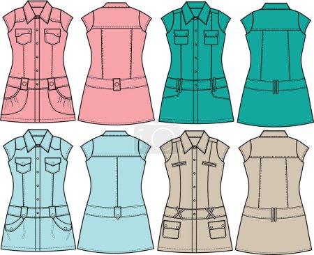 Téléchargez les illustrations : Ensemble de vêtements décontractés pour femmes - en licence libre de droit