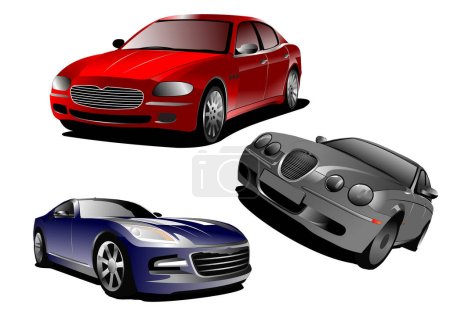 Illustration for Set of cars on white background, cartoon illustration. - Royalty Free Image