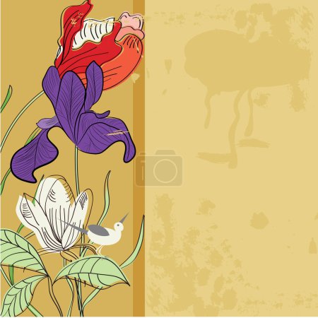 Ilustración de Conjunto de fondo floral - Imagen libre de derechos