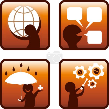 Téléchargez les illustrations : L'ensemble d'icônes de la communication globale - en licence libre de droit