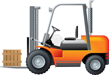 Illustration for Forklift with a wooden box. vector illustration - Royalty Free Image