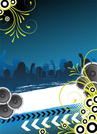 Ilustración de Fondo de fiesta con gente bailando. ilustración vectorial - Imagen libre de derechos
