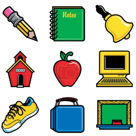Illustration for Set of school supplies and icons - Royalty Free Image