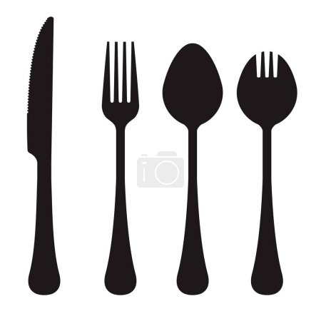 Illustration for Vector set of fork, knife, spoon, vector illustration - Royalty Free Image