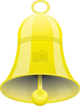Illustration for Yellow bell illustration, vector on white background. - Royalty Free Image