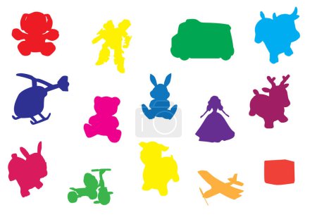 Ilustración de Juguetes para niños. ilustración colorida de un conjunto de iconos de los niños. - Imagen libre de derechos