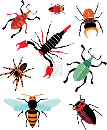 Illustration for Set of cartoon insects, vector illustration - Royalty Free Image