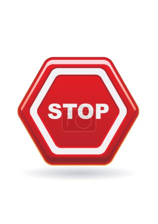 Illustration for Red vector stop sign vector illustration - Royalty Free Image