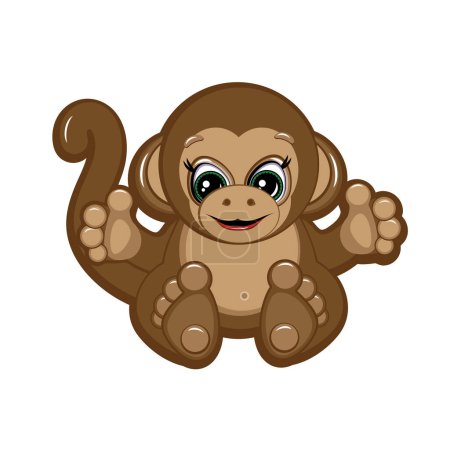 Téléchargez les illustrations : Mignon bébé singe dessin animé - en licence libre de droit