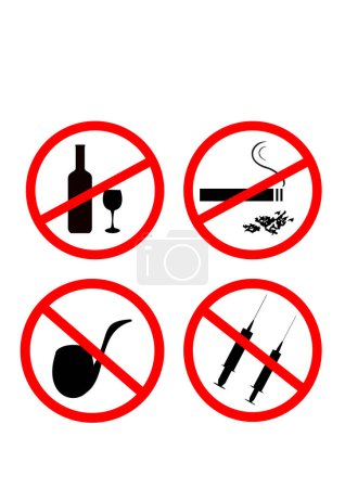 Illustration for Set of prohibited signs. no smoking. - Royalty Free Image