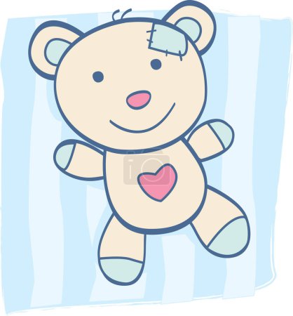 Illustration for Cute teddy bear with a heart vector illustration - Royalty Free Image