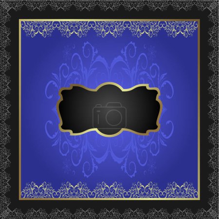 Illustration for Blue vintage frame on dark blue background. - Royalty Free Image