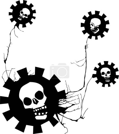 Illustration for Skulls in gears background vector illustration - Royalty Free Image