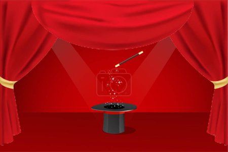 Ilustración de Etapa con una ilustración vectorial de cortina roja - Imagen libre de derechos