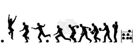 Illustration for Vector silhouettes of people bowling - Royalty Free Image