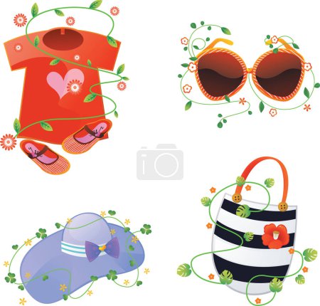 Illustration for Vector illustration of set of cute clothing and accessories. - Royalty Free Image
