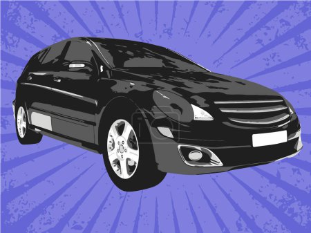 Illustration for Brack car on thepurple  background - Royalty Free Image