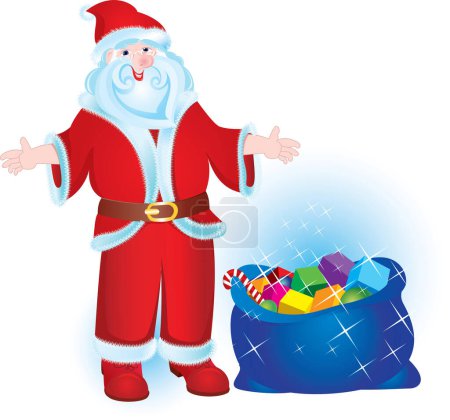 Ilustración de Santa Claus con regalos, regalos de Navidad - Imagen libre de derechos