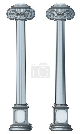 Illustration for Ancient marble pillars isolated on white background - Royalty Free Image