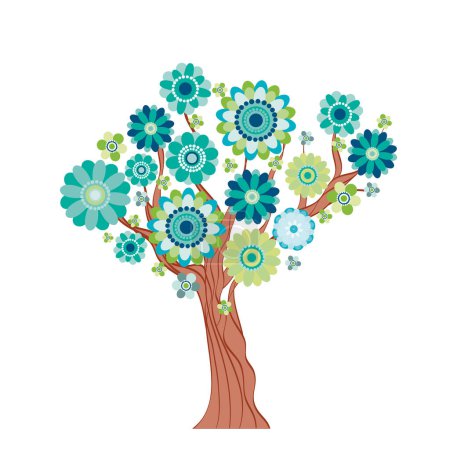 Illustration for Abstract tree made of flowers. Vector illustration - Royalty Free Image