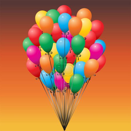 Téléchargez les illustrations : Illustration vectorielle ballons colorés - en licence libre de droit