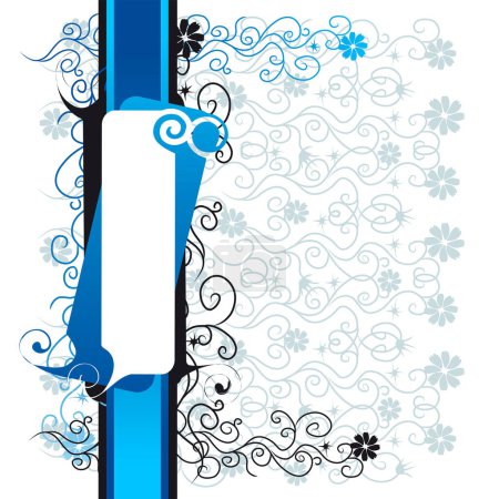 Ilustración de Ilustración vectorial de un fondo floral azul con un patrón floral - Imagen libre de derechos