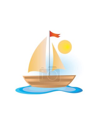 Illustration for Sea boat icon vector flat design - Royalty Free Image