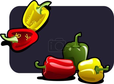 Illustration for Set of colorful peppers on a white background. vector illustration. - Royalty Free Image