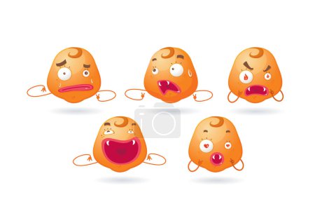 Illustration for Set of angry easter baby faces - Royalty Free Image