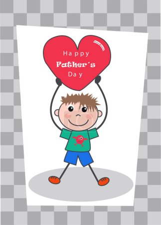 Illustration for Vector illustration of happy father and son greeting card. - Royalty Free Image